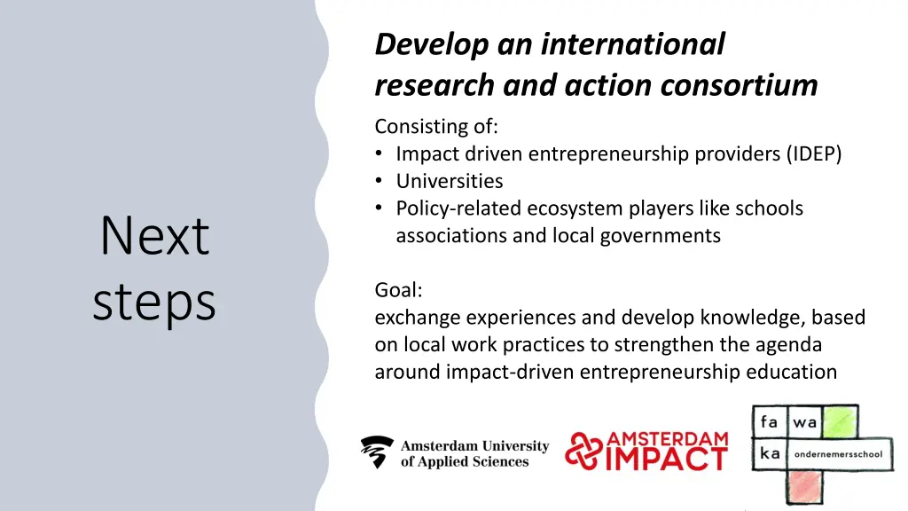 develop an international research and action