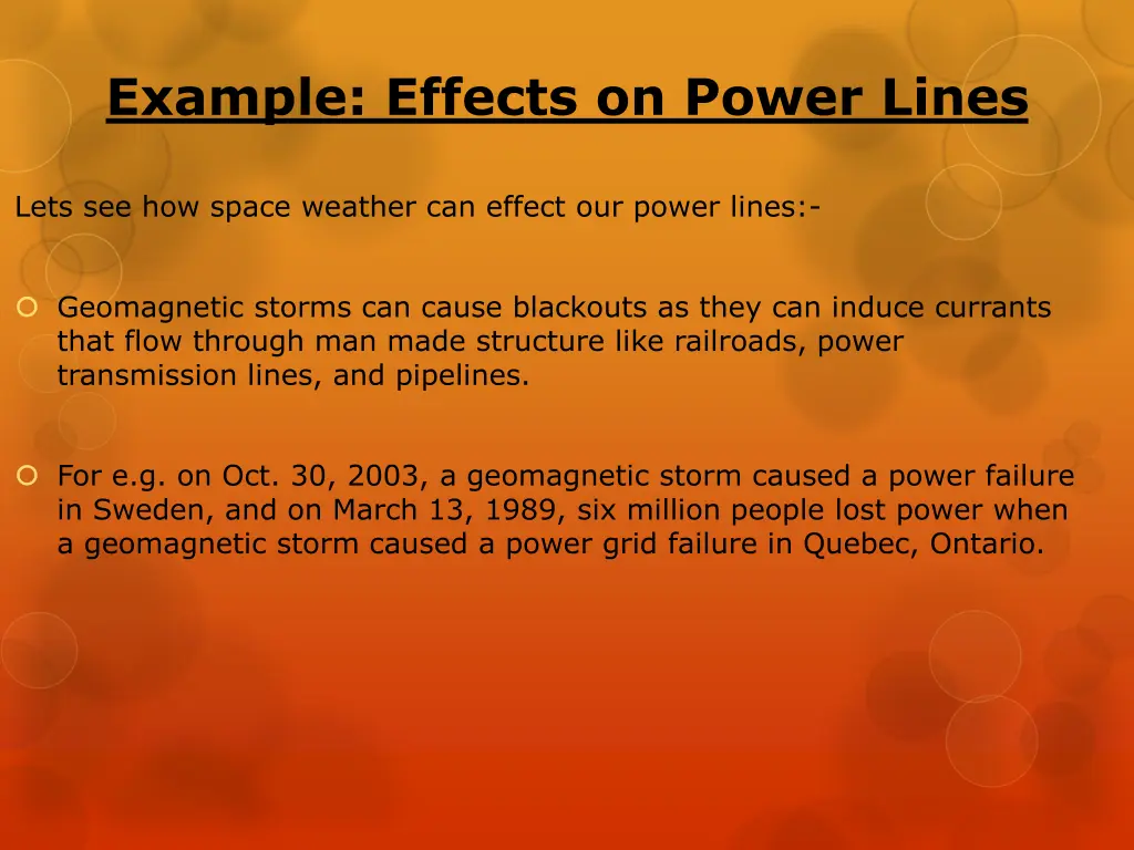 example effects on power lines