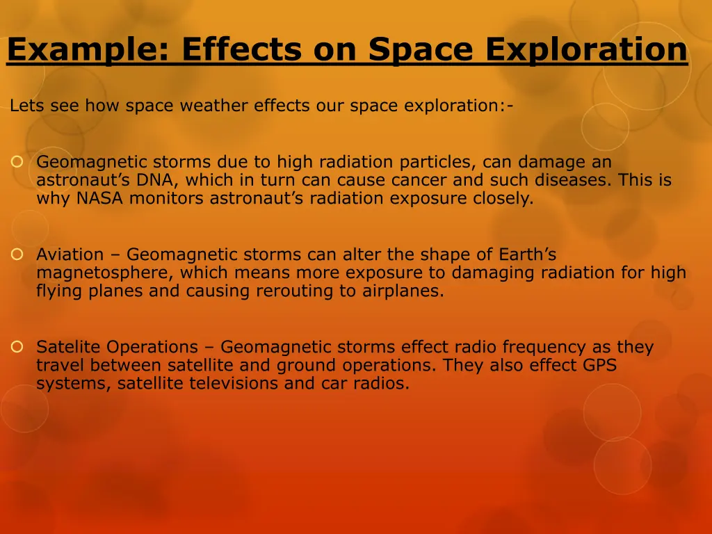 example effects on space exploration