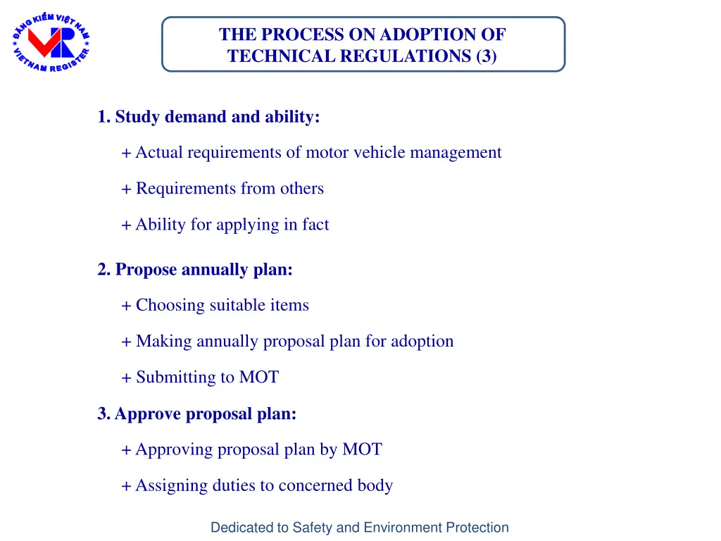 the process on adoption of technical regulations 3