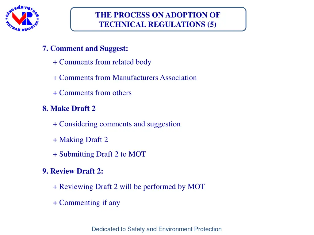 the process on adoption of technical regulations 5