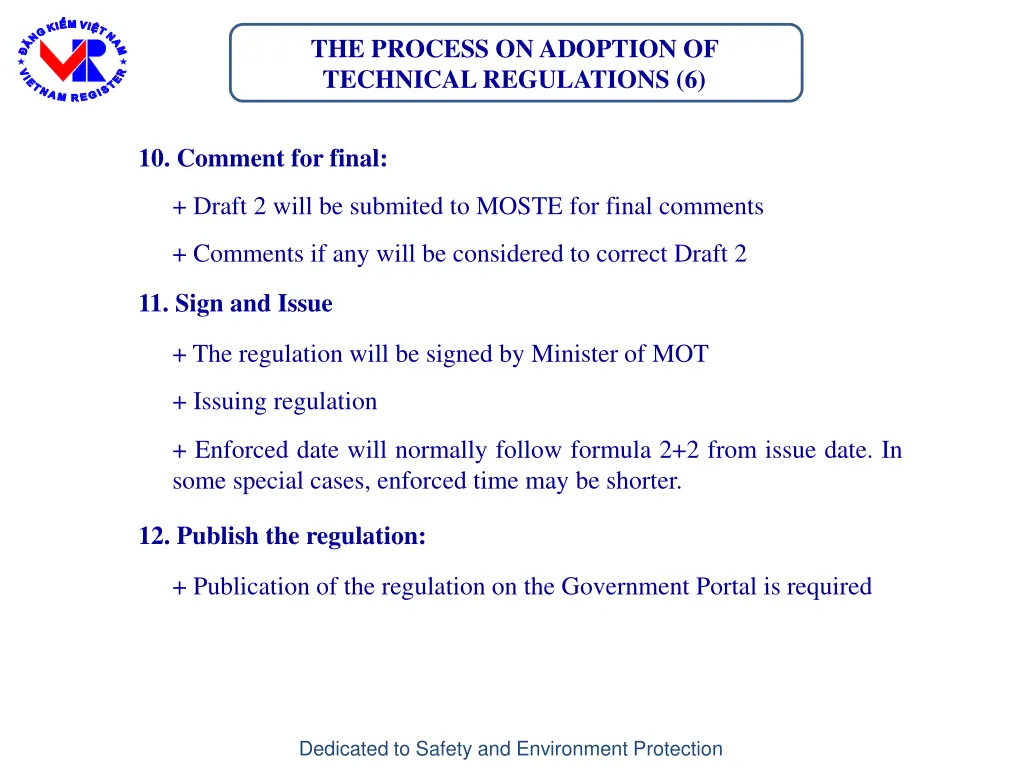 the process on adoption of technical regulations 6