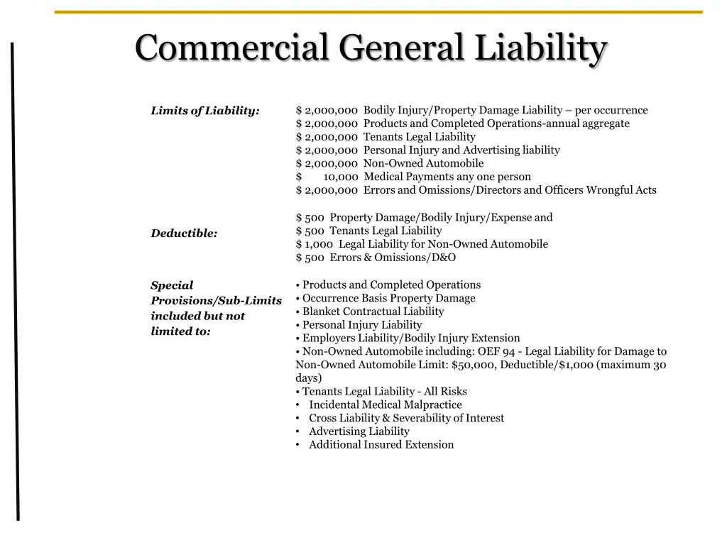 commercial general liability