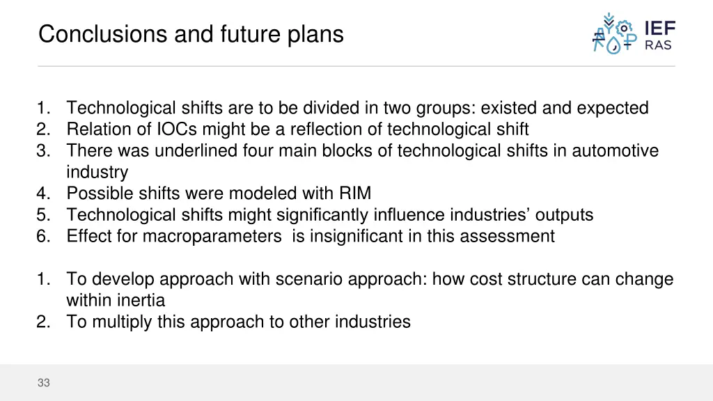 conclusions and future plans