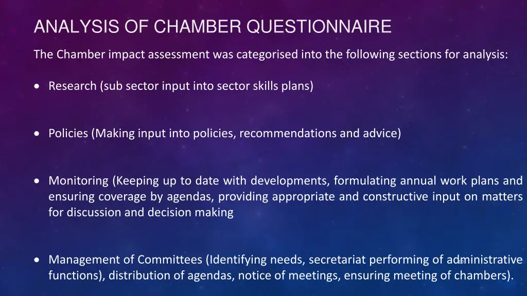 analysis of chamber questionnaire