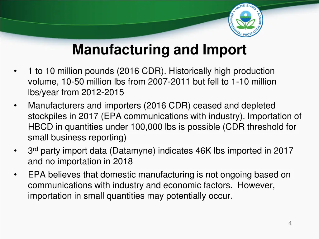 manufacturing and import