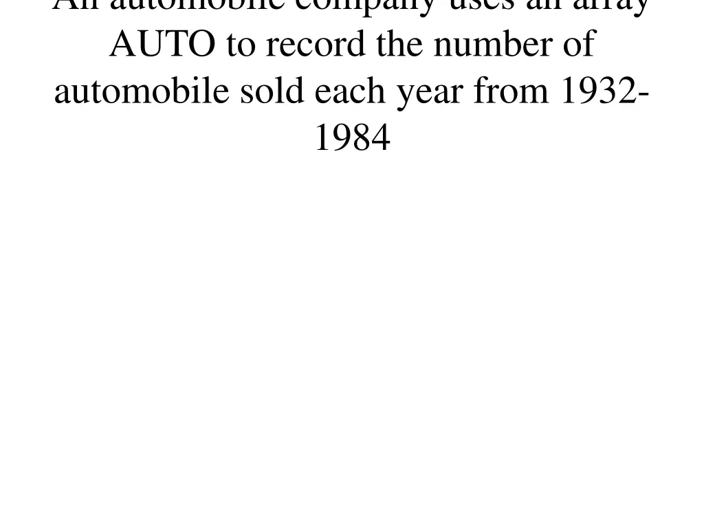 an automobile company uses an array auto