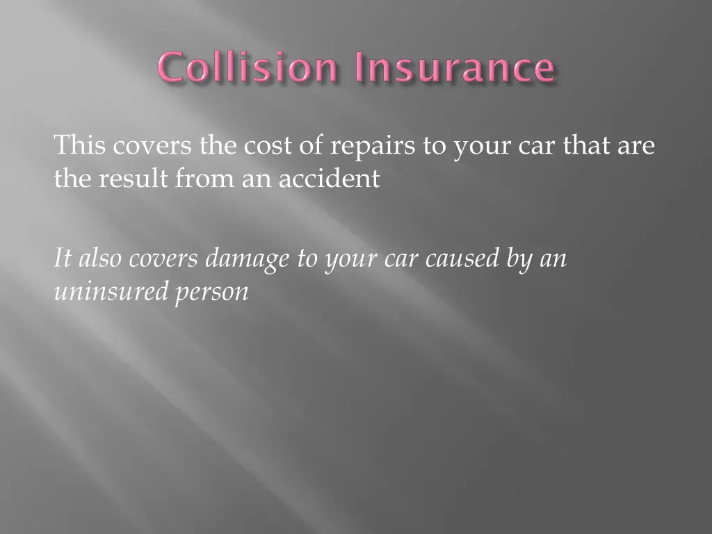 this covers the cost of repairs to your car that