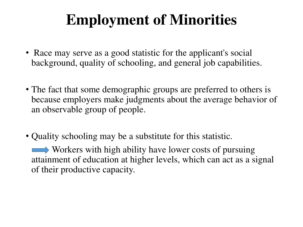 employment of minorities