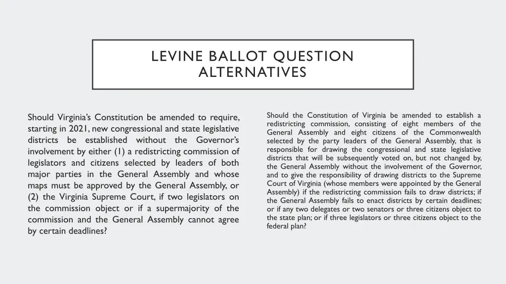 levine ballot question alternatives