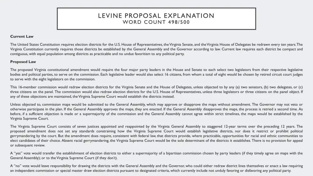 levine proposal explanation word count 498 500