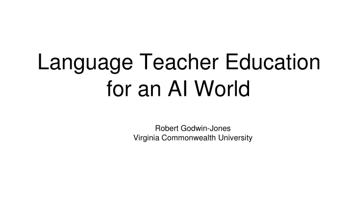 language teacher education for an ai world