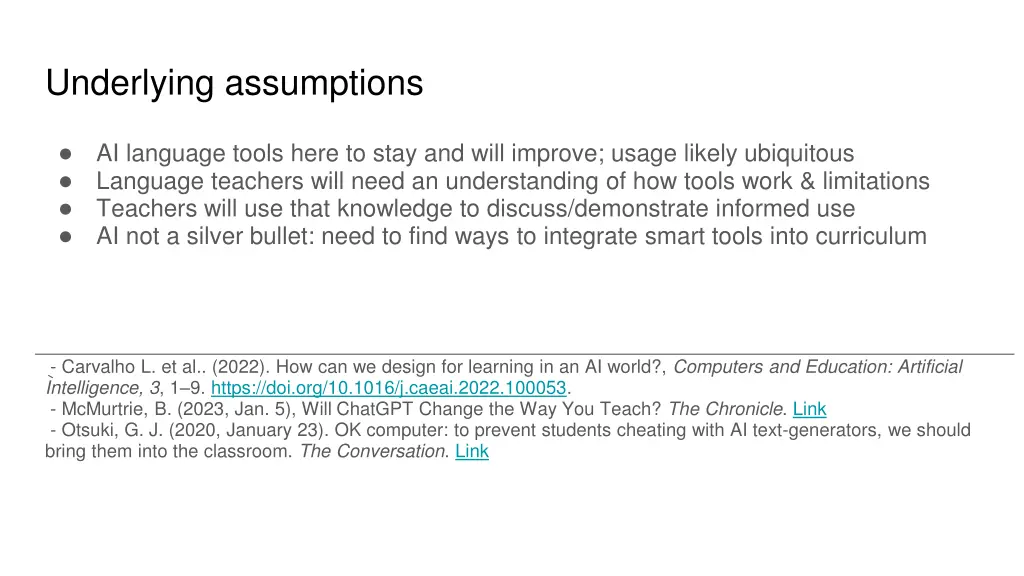 underlying assumptions