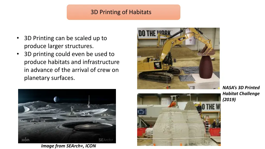 3d printing of habitats