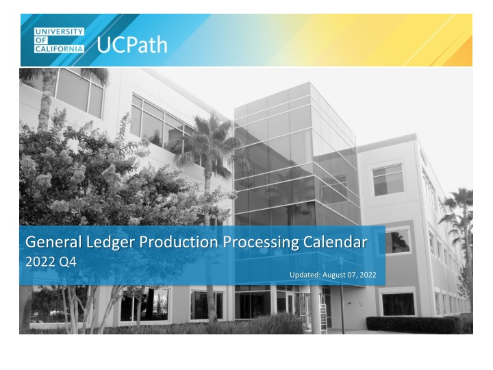 general ledger production processing calendar