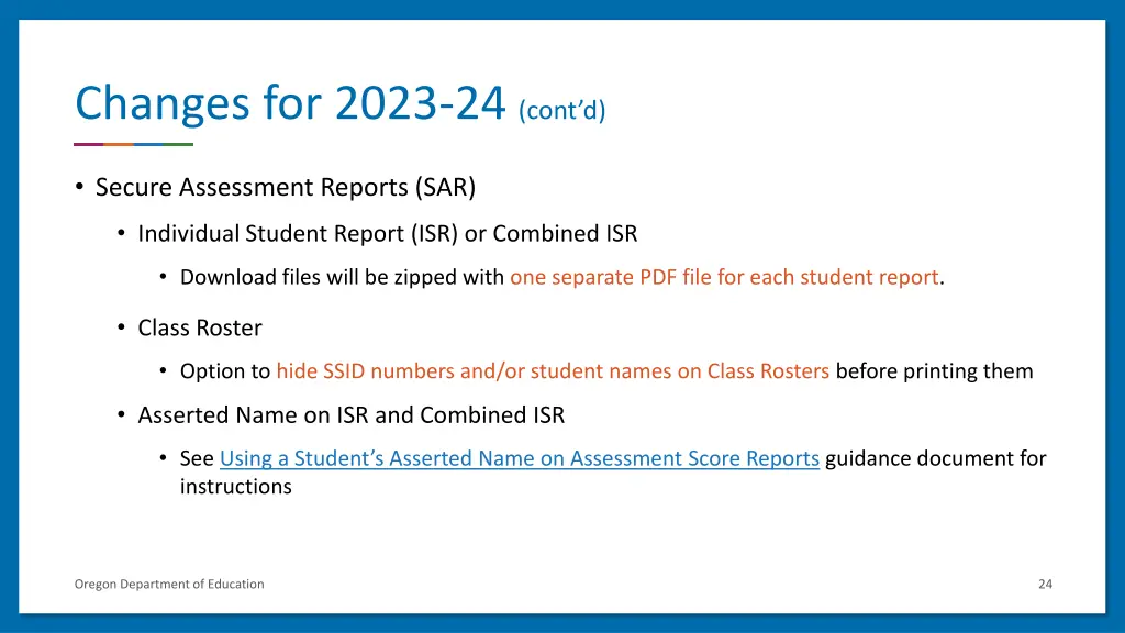 changes for 2023 24 cont d