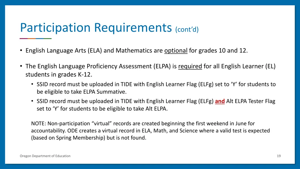 participation requirements cont d