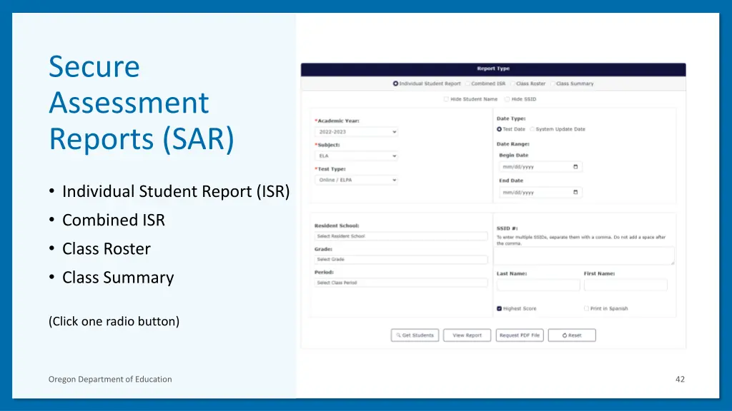 secure assessment reports sar