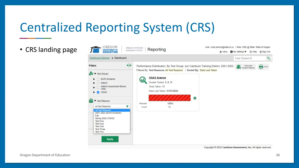 centralized reporting system crs