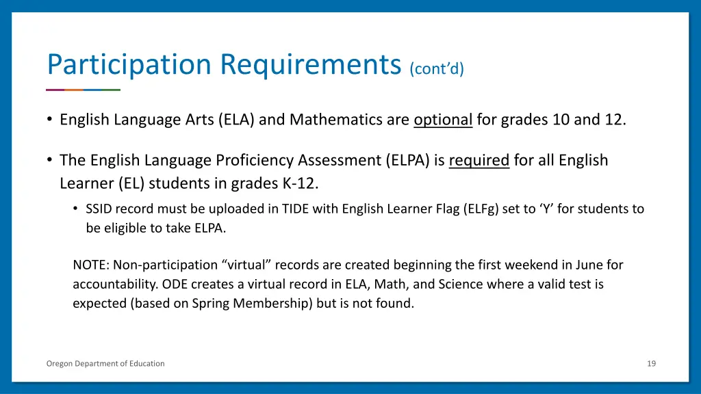 participation requirements cont d