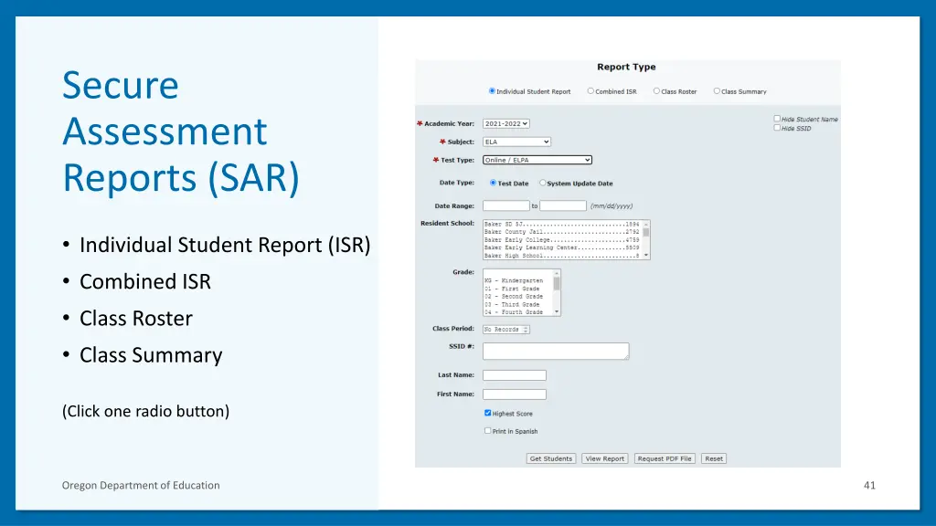 secure assessment reports sar