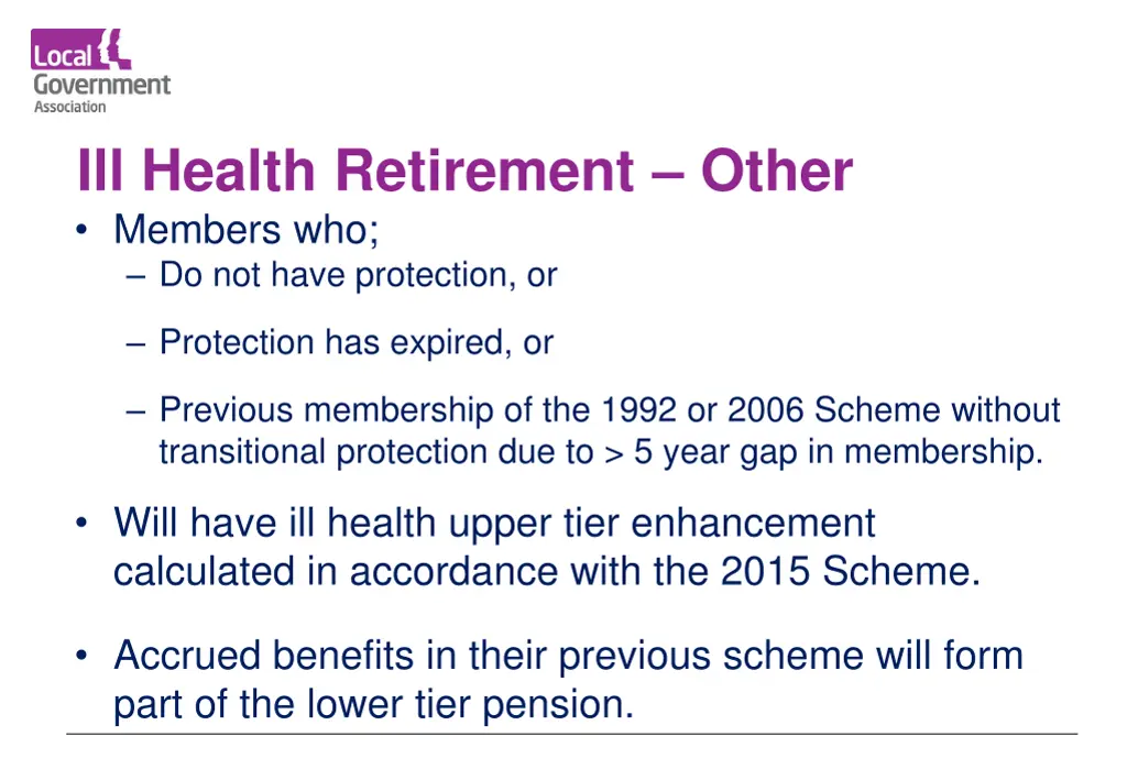 ill health retirement other members