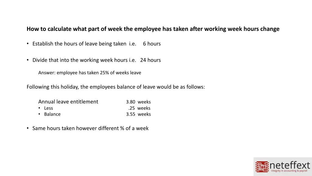 how to calculate what part of week the employee 1