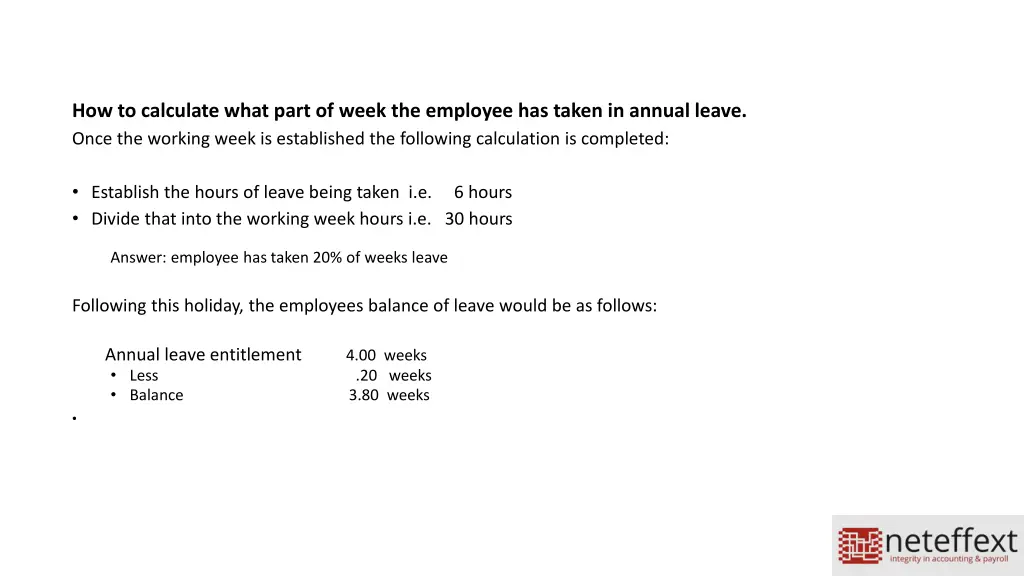 how to calculate what part of week the employee