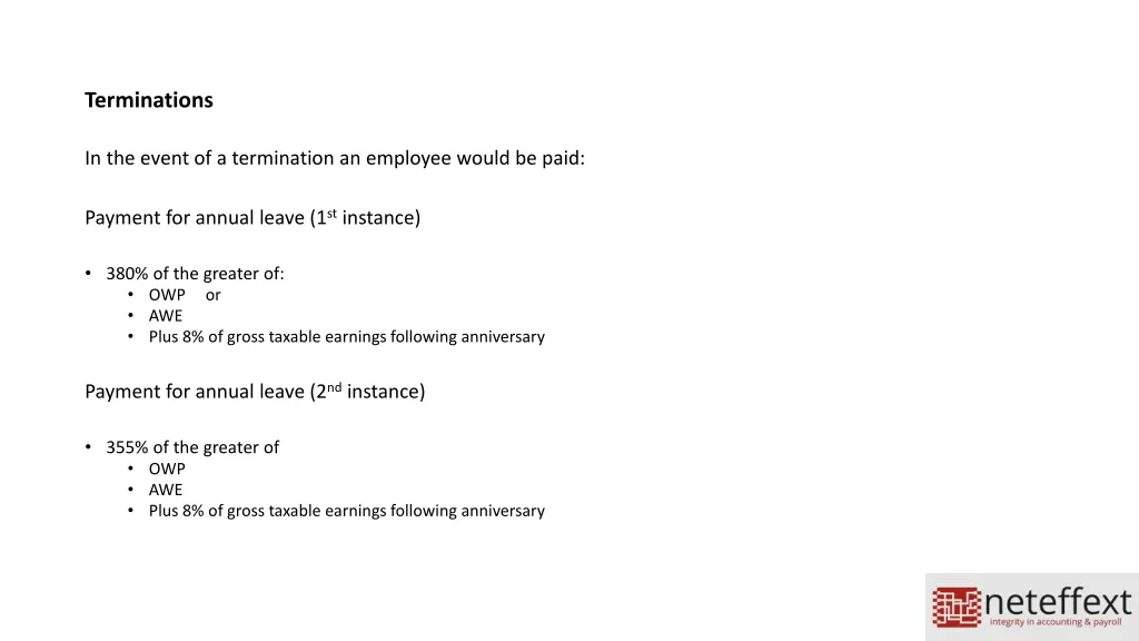 terminations