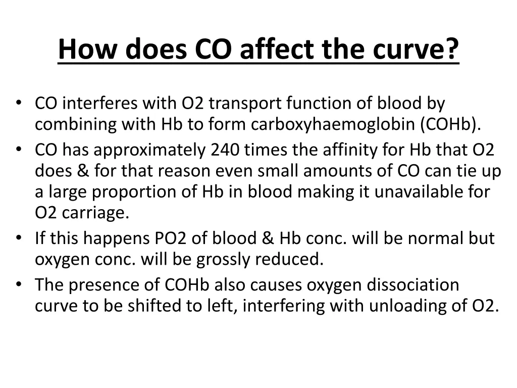 how does co affect the curve