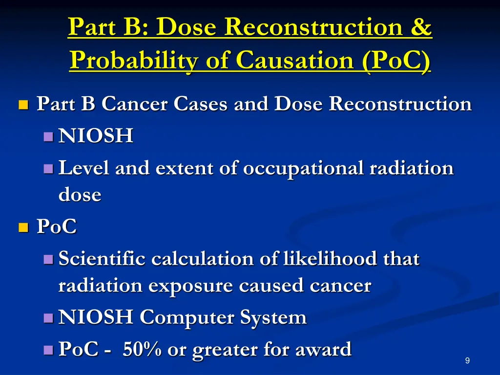 part b dose reconstruction probability