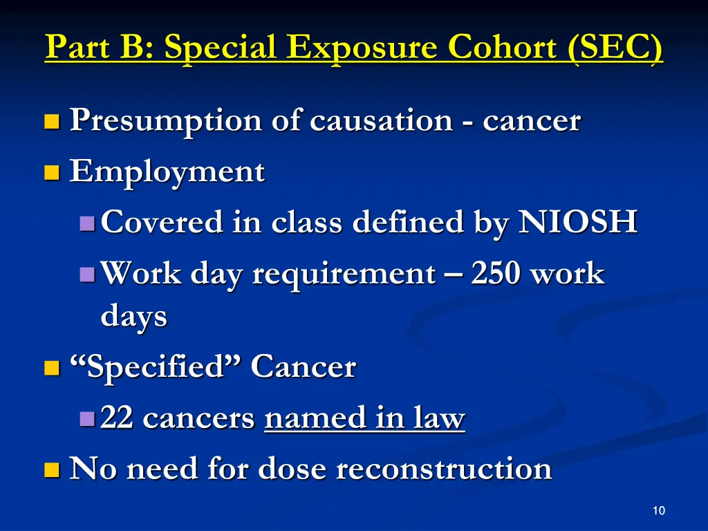 part b special exposure cohort sec