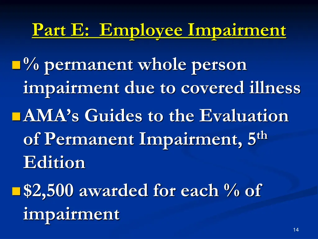 part e employee impairment