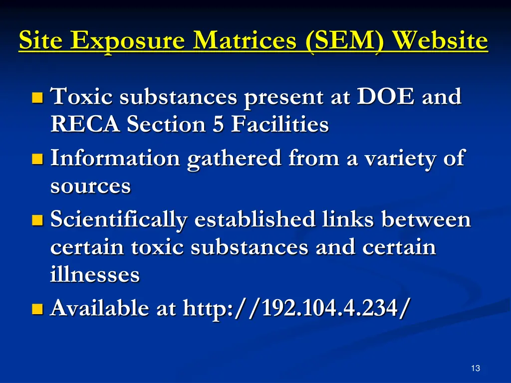 site exposure matrices sem website