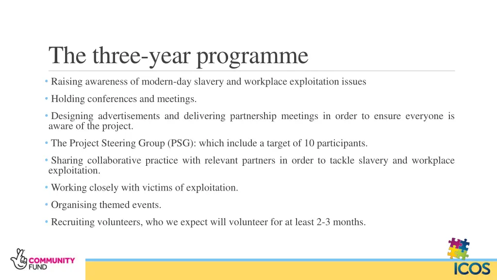 the three year programme