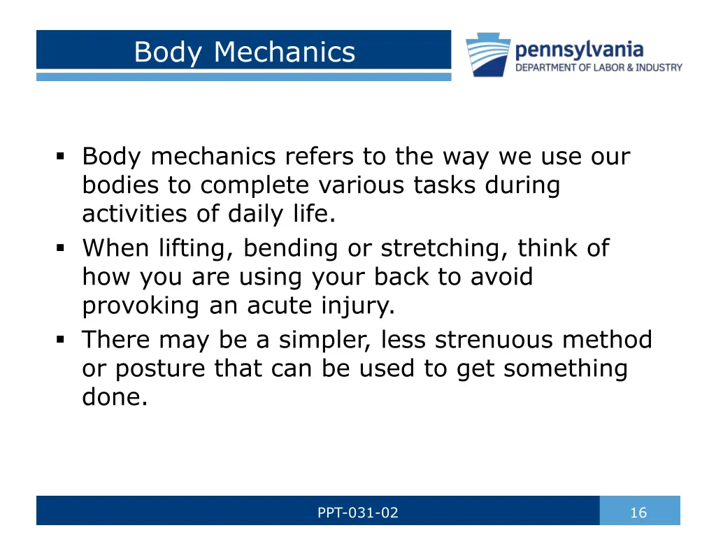 body mechanics