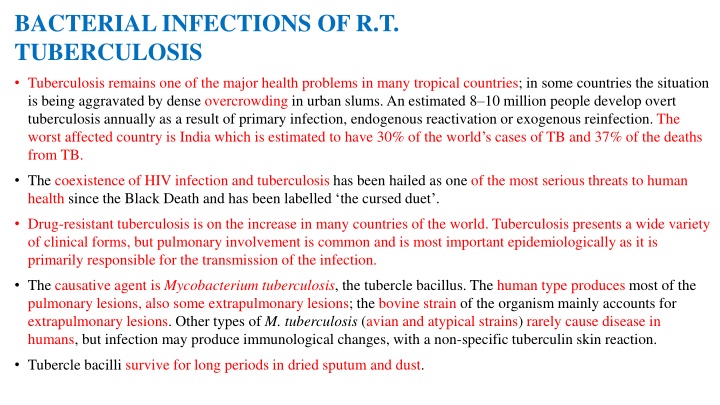 bacterial infections of r t tuberculosis