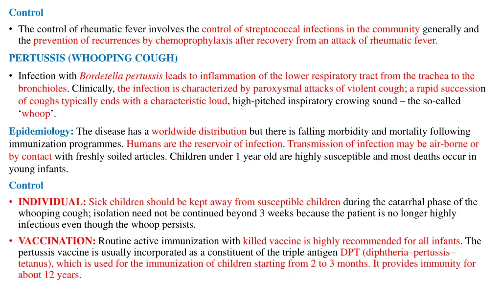 control the control of rheumatic fever involves