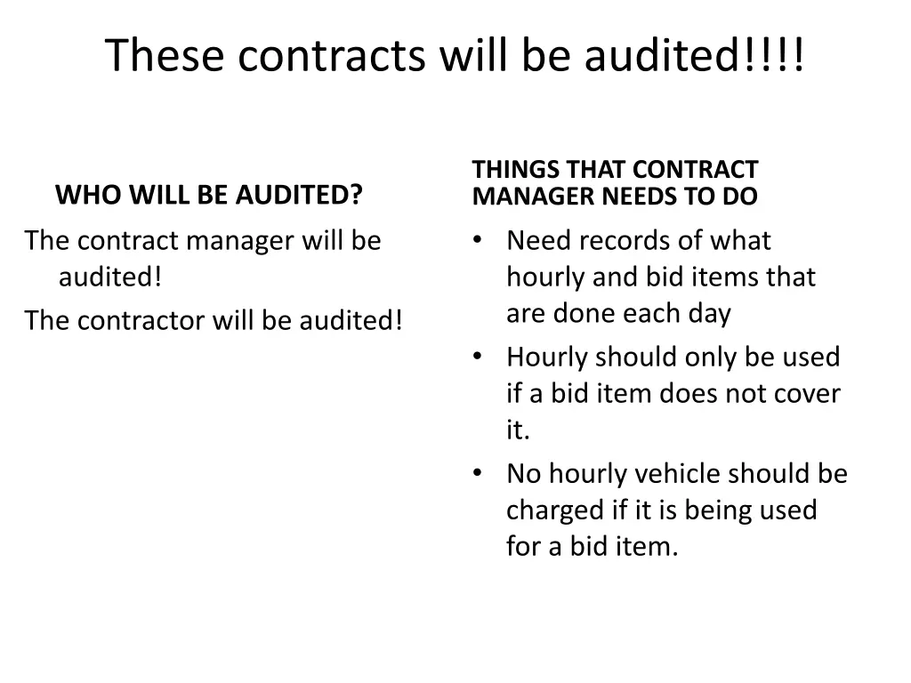 these contracts will be audited