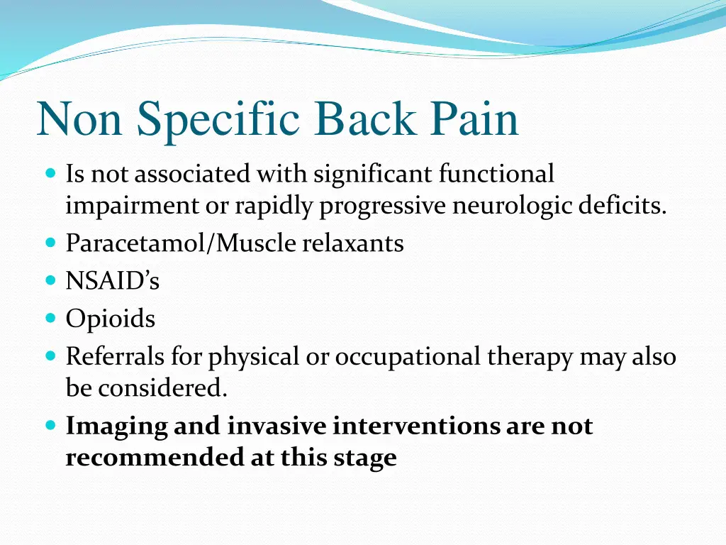 non specific back pain