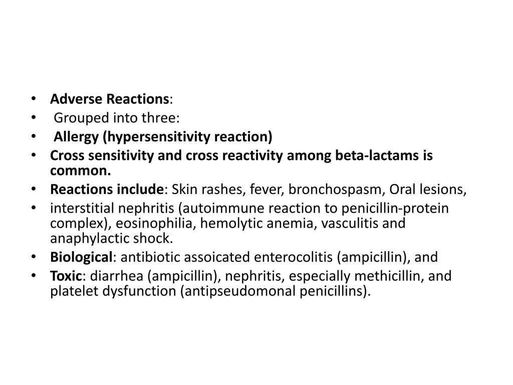 adverse reactions grouped into three allergy