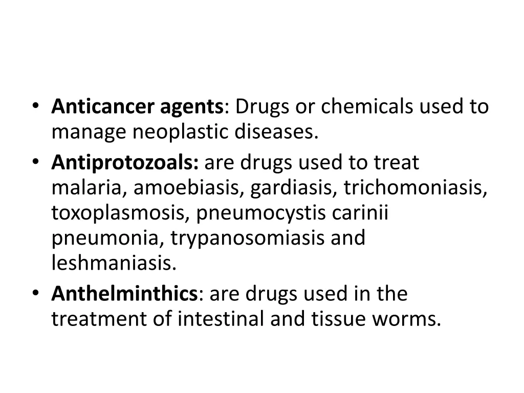 anticancer agents drugs or chemicals used