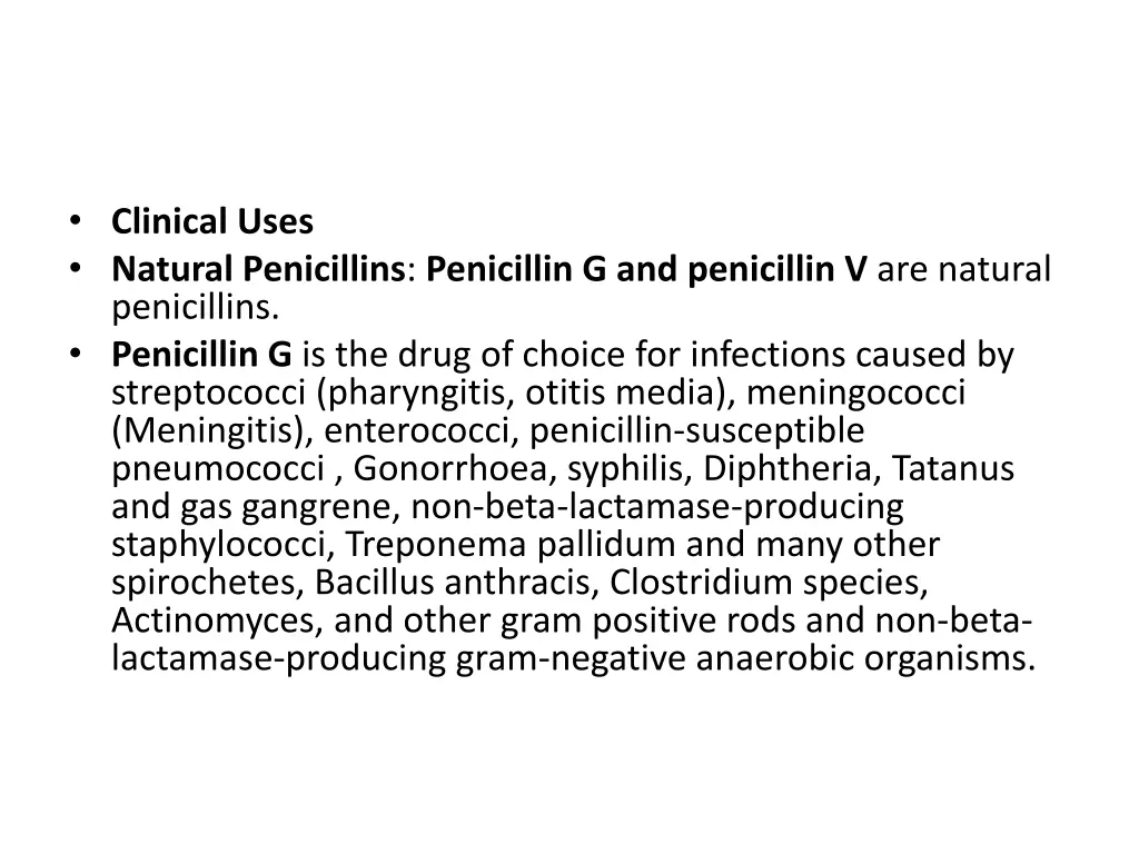 clinical uses natural penicillins penicillin