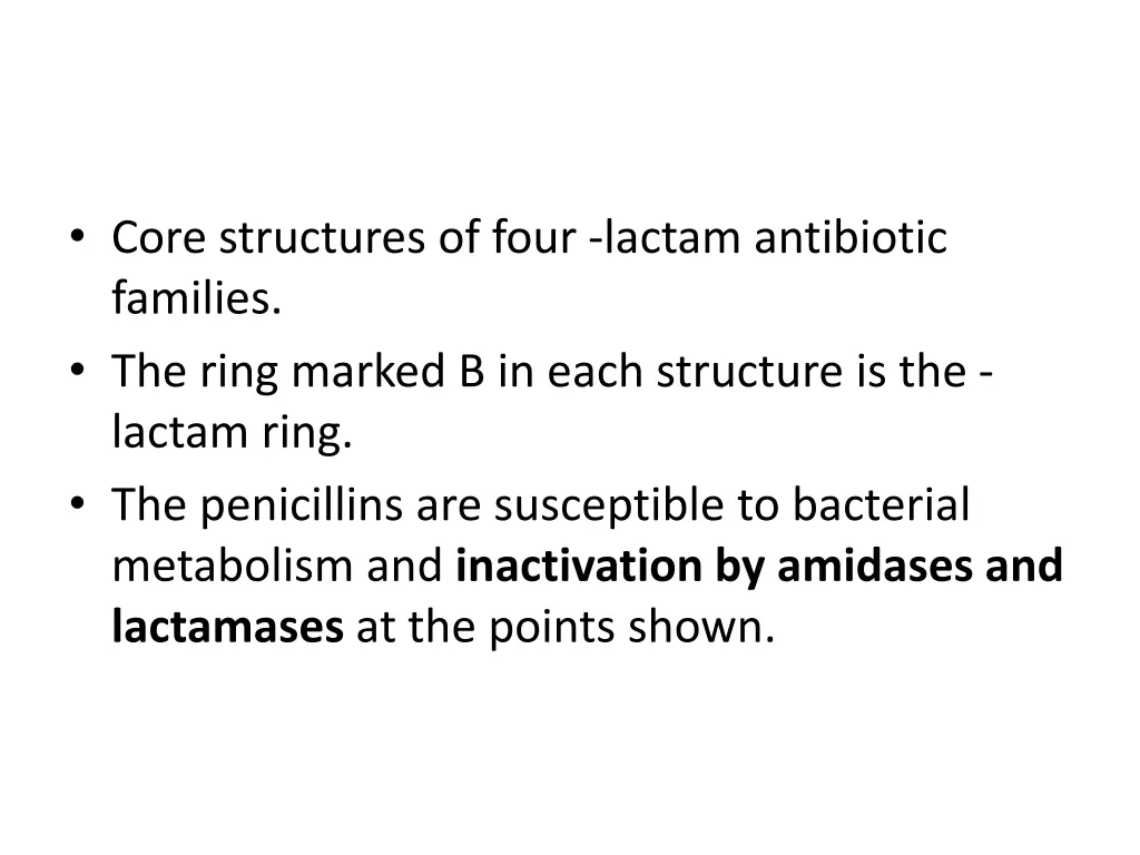 core structures of four lactam antibiotic