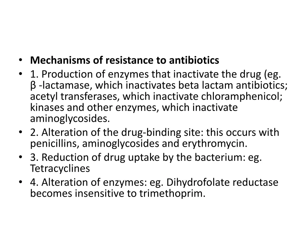 mechanisms of resistance to antibiotics