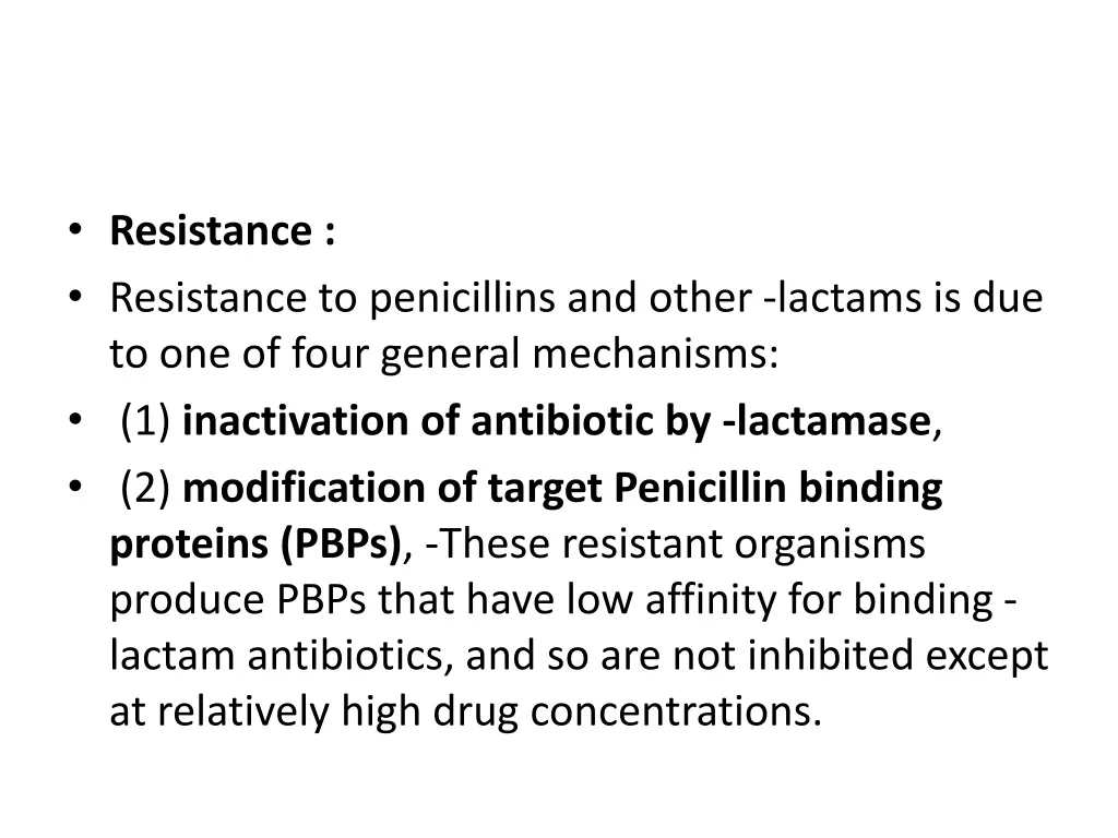 resistance resistance to penicillins and other