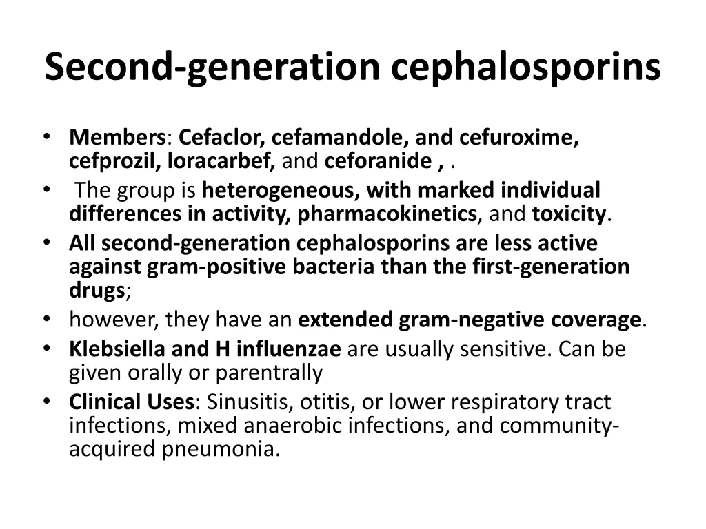 second generation cephalosporins