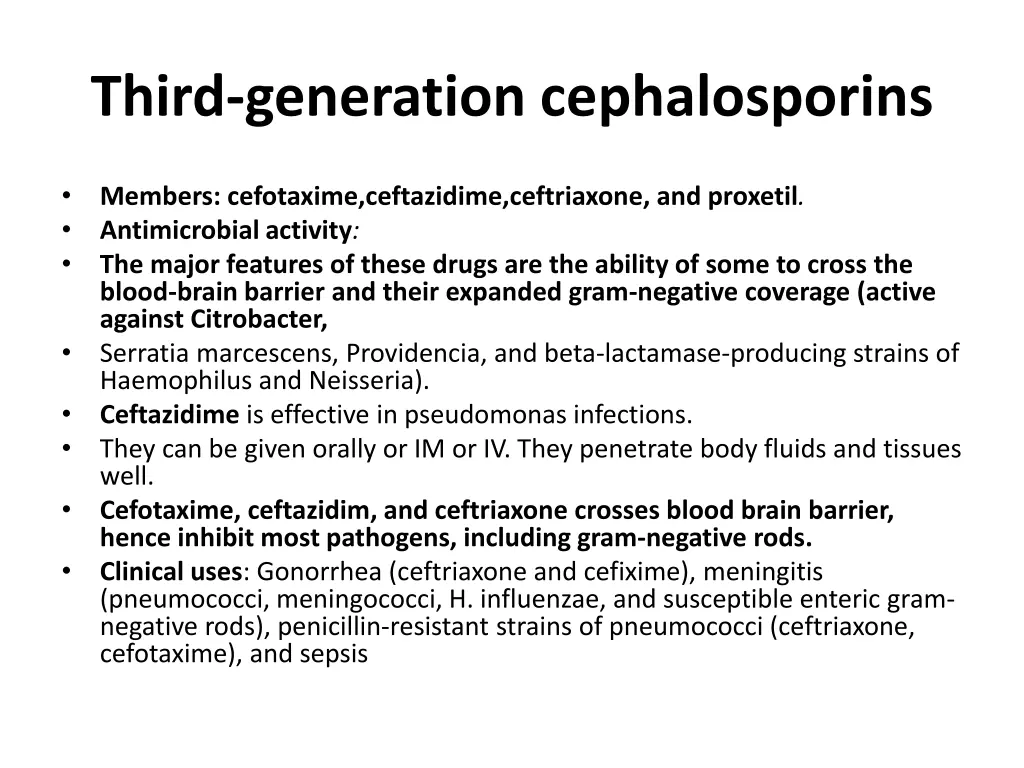 third generation cephalosporins