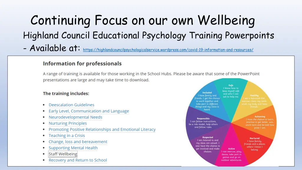 continuing focus on our own wellbeing highland