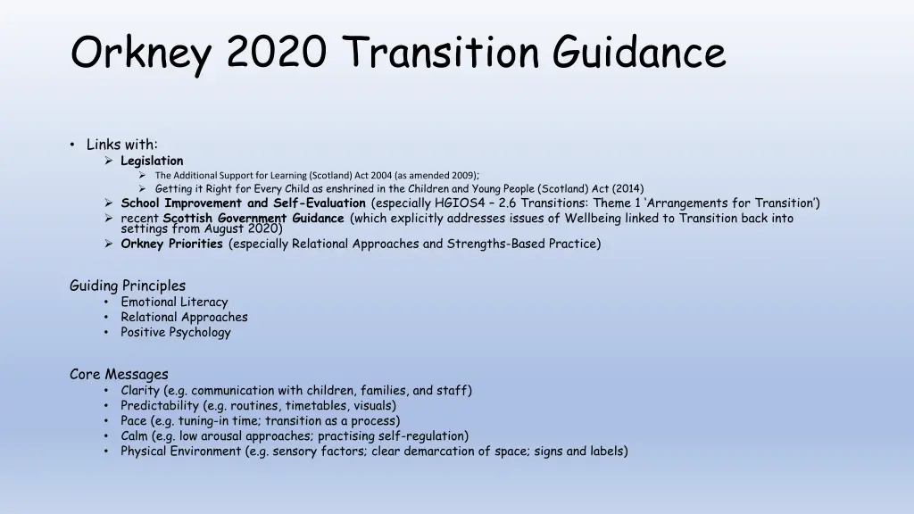 orkney 2020 transition guidance